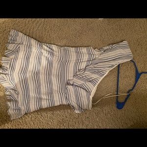 Blue & white stripped romper